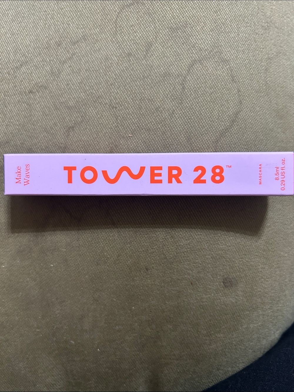 Tower 28 Mascara Box in Lilac with Bright Orange Logo